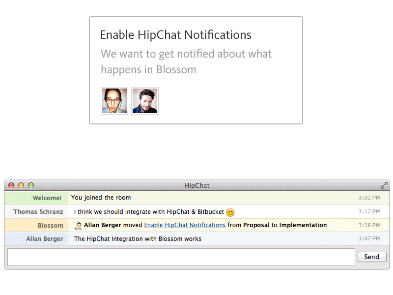 HipChat Notification about Blossom Card Movement to the last Stage